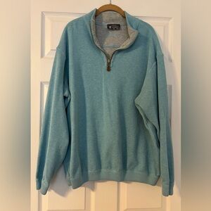 Cremieux 1/4 Zip Faux Suede Patch Long Sleeve Sweater Men’s 2XT Light Blue